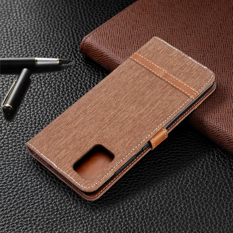 For Galaxy A51 Color Matching Denim Texture Horizontal Flip PU Leather Case with Holder & Card Slots & Wallet & Lanyard