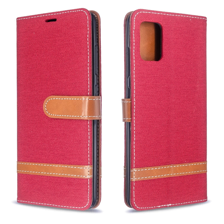 For Galaxy A51 Color Matching Denim Texture Horizontal Flip PU Leather Case with Holder & Card Slots & Wallet & Lanyard