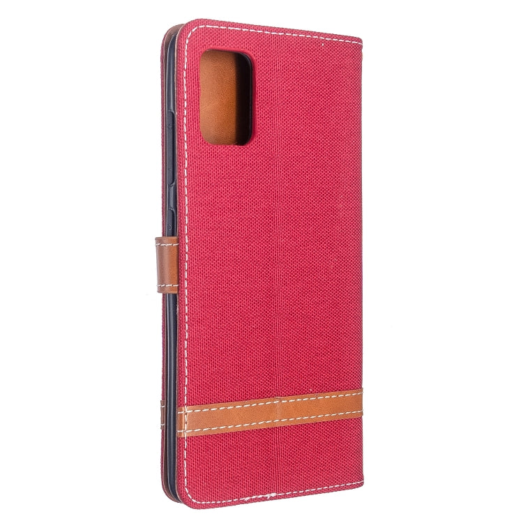 For Galaxy A51 Color Matching Denim Texture Horizontal Flip PU Leather Case with Holder & Card Slots & Wallet & Lanyard