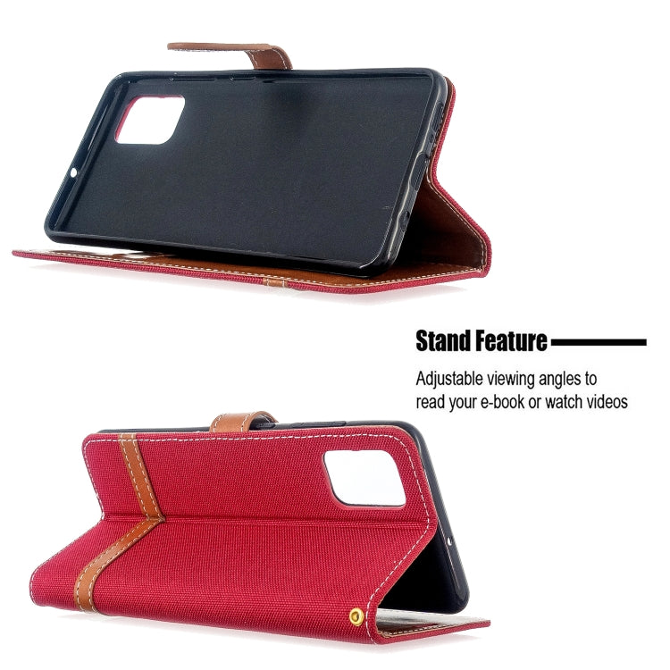 For Galaxy A51 Color Matching Denim Texture Horizontal Flip PU Leather Case with Holder & Card Slots & Wallet & Lanyard