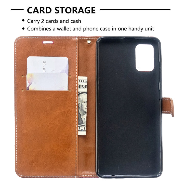 For Galaxy A51 Color Matching Denim Texture Horizontal Flip PU Leather Case with Holder & Card Slots & Wallet & Lanyard