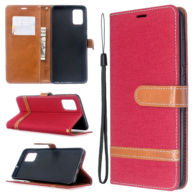 For Galaxy A51 Color Matching Denim Texture Horizontal Flip PU Leather Case with Holder & Card Slots & Wallet & Lanyard