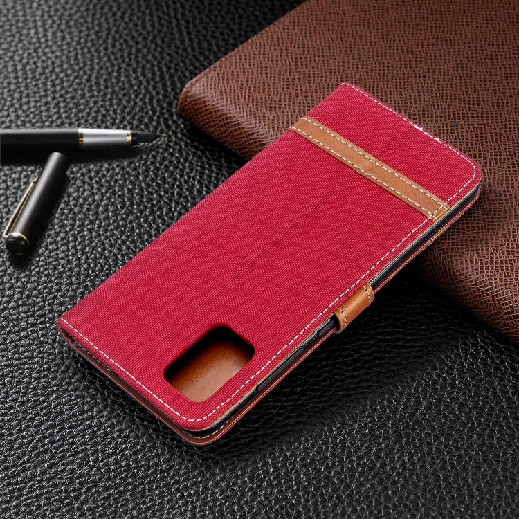 For Galaxy A51 Color Matching Denim Texture Horizontal Flip PU Leather Case with Holder & Card Slots & Wallet & Lanyard