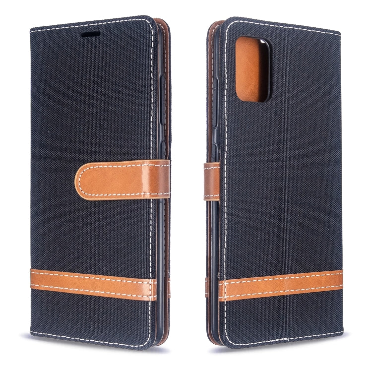 For Galaxy A51 Color Matching Denim Texture Horizontal Flip PU Leather Case with Holder & Card Slots & Wallet & Lanyard