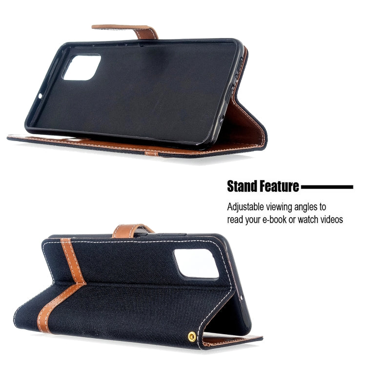 For Galaxy A51 Color Matching Denim Texture Horizontal Flip PU Leather Case with Holder & Card Slots & Wallet & Lanyard