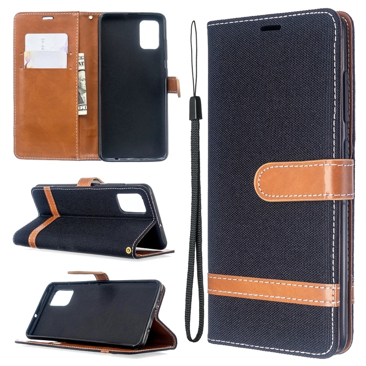 For Galaxy A51 Color Matching Denim Texture Horizontal Flip PU Leather Case with Holder & Card Slots & Wallet & Lanyard
