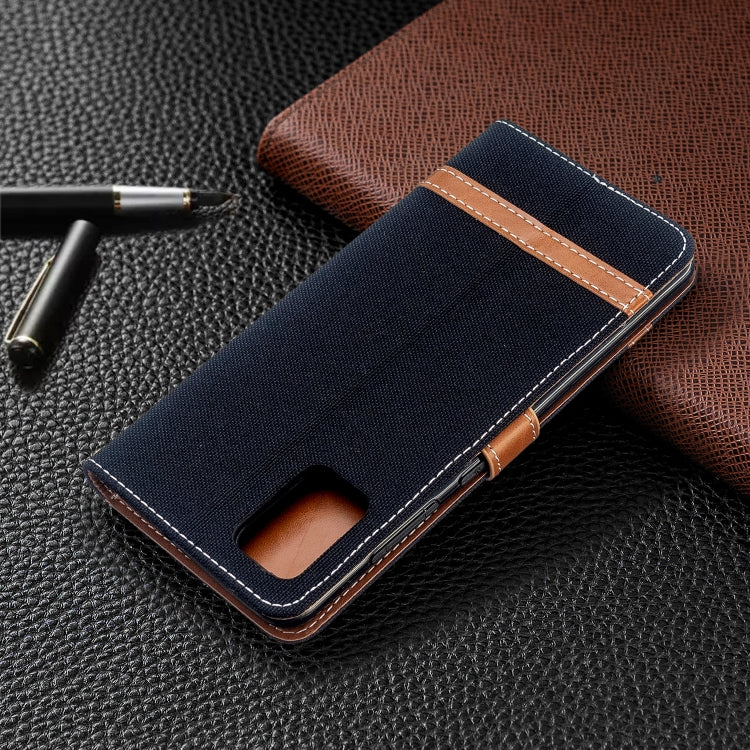 For Galaxy A51 Color Matching Denim Texture Horizontal Flip PU Leather Case with Holder & Card Slots & Wallet & Lanyard
