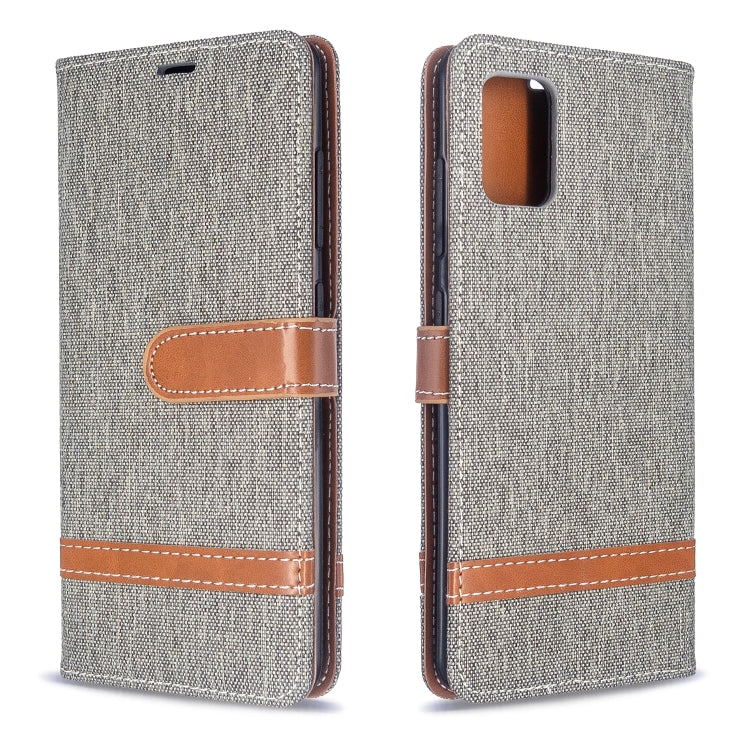 For Galaxy A51 Color Matching Denim Texture Horizontal Flip PU Leather Case with Holder & Card Slots & Wallet & Lanyard