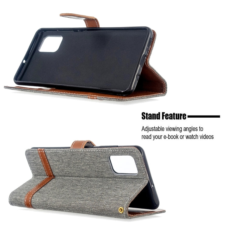 For Galaxy A51 Color Matching Denim Texture Horizontal Flip PU Leather Case with Holder & Card Slots & Wallet & Lanyard