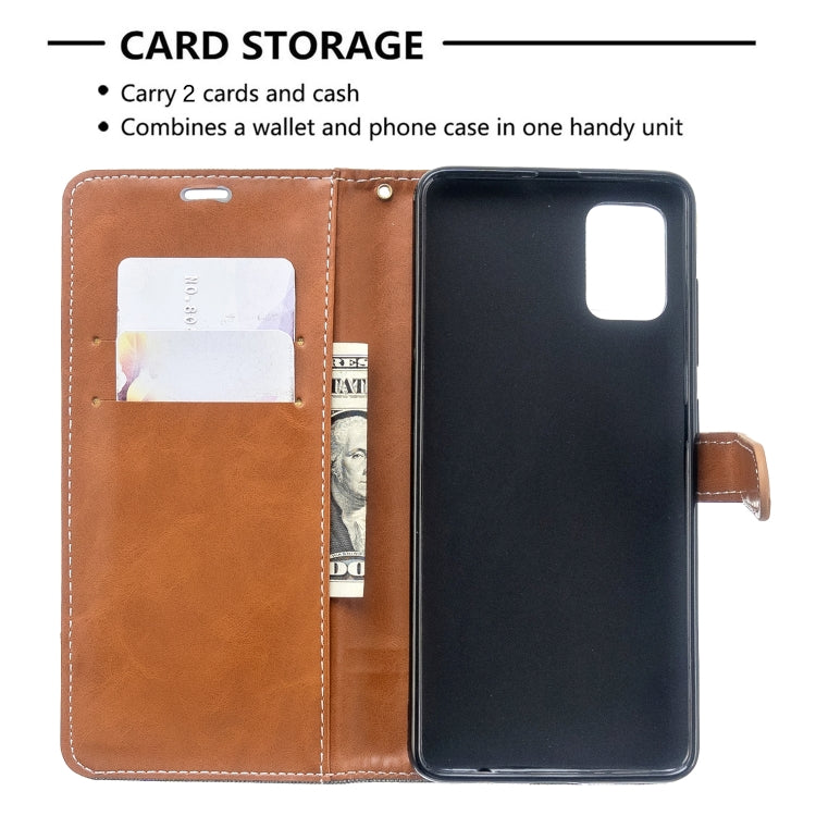For Galaxy A51 Color Matching Denim Texture Horizontal Flip PU Leather Case with Holder & Card Slots & Wallet & Lanyard