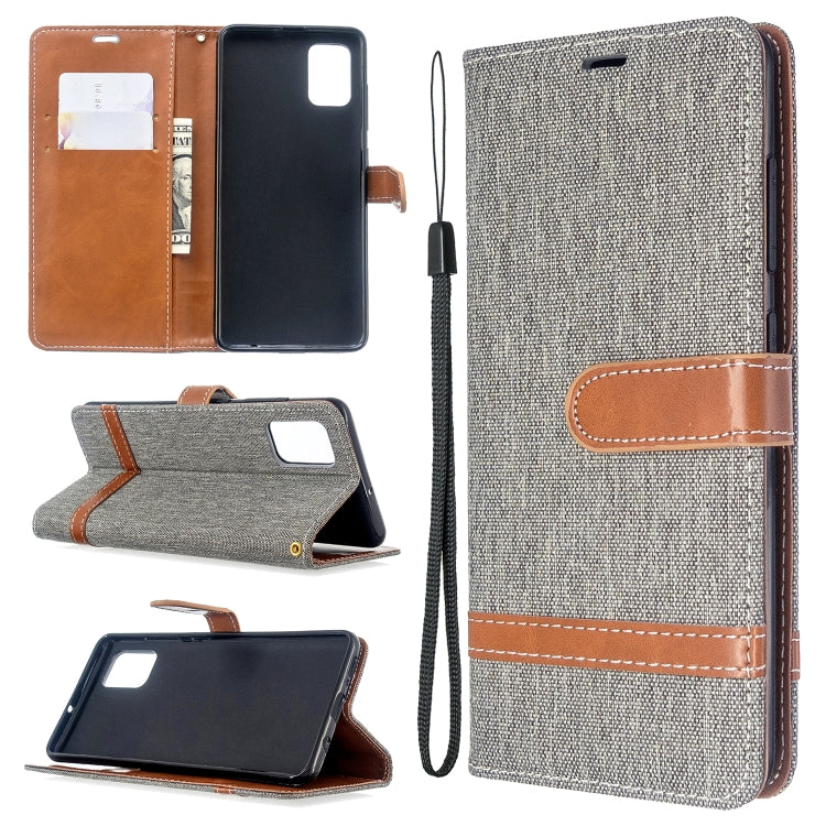 For Galaxy A51 Color Matching Denim Texture Horizontal Flip PU Leather Case with Holder & Card Slots & Wallet & Lanyard