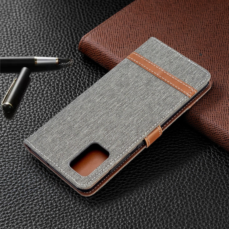 For Galaxy A51 Color Matching Denim Texture Horizontal Flip PU Leather Case with Holder & Card Slots & Wallet & Lanyard