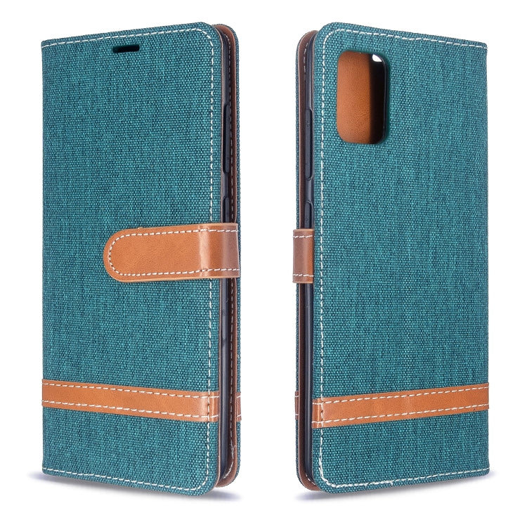 For Galaxy A51 Color Matching Denim Texture Horizontal Flip PU Leather Case with Holder & Card Slots & Wallet & Lanyard