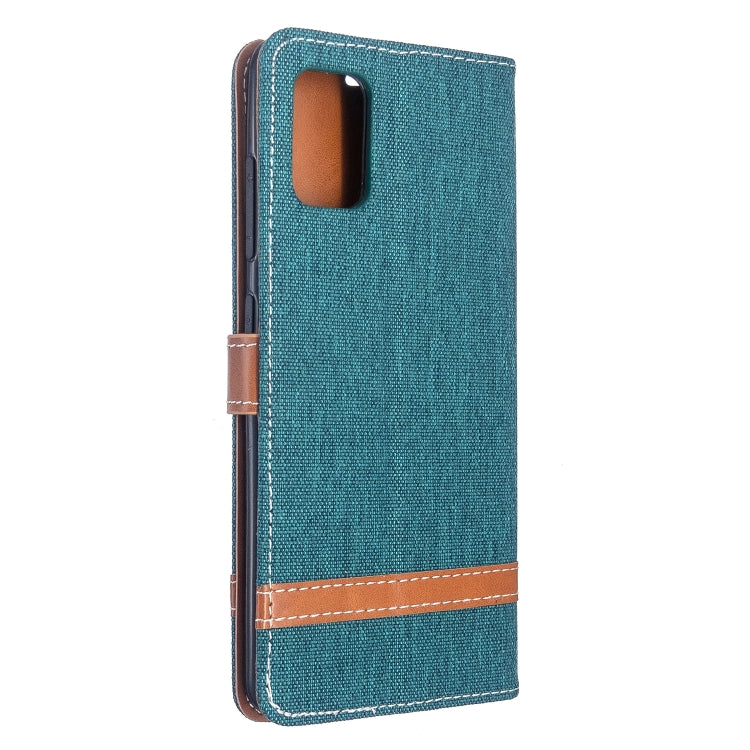 For Galaxy A51 Color Matching Denim Texture Horizontal Flip PU Leather Case with Holder & Card Slots & Wallet & Lanyard