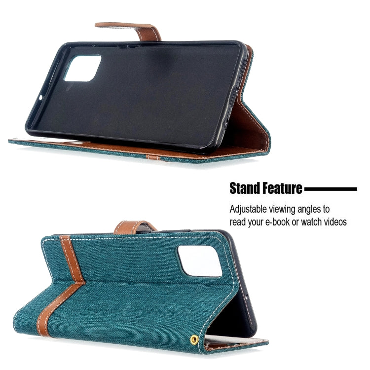 For Galaxy A51 Color Matching Denim Texture Horizontal Flip PU Leather Case with Holder & Card Slots & Wallet & Lanyard