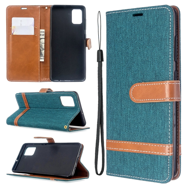 For Galaxy A51 Color Matching Denim Texture Horizontal Flip PU Leather Case with Holder & Card Slots & Wallet & Lanyard