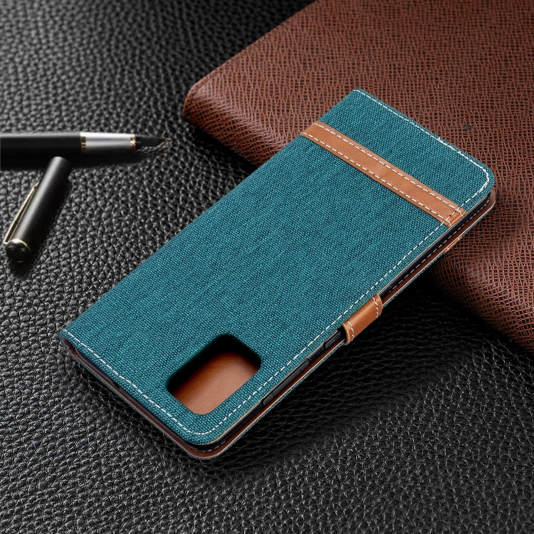 For Galaxy A51 Color Matching Denim Texture Horizontal Flip PU Leather Case with Holder & Card Slots & Wallet & Lanyard