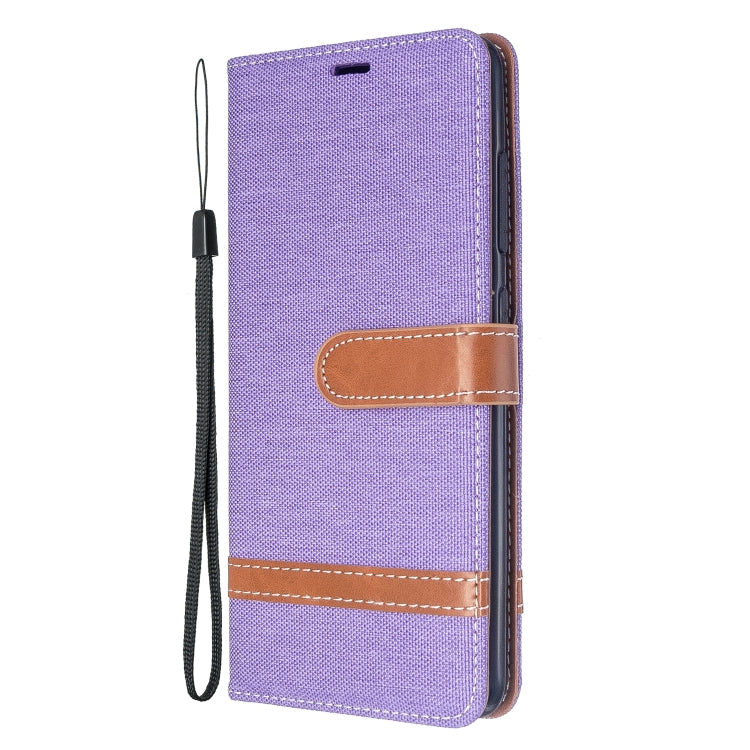 For Galaxy A51 Color Matching Denim Texture Horizontal Flip PU Leather Case with Holder & Card Slots & Wallet & Lanyard