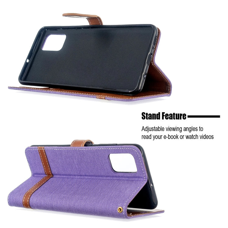 For Galaxy A51 Color Matching Denim Texture Horizontal Flip PU Leather Case with Holder & Card Slots & Wallet & Lanyard