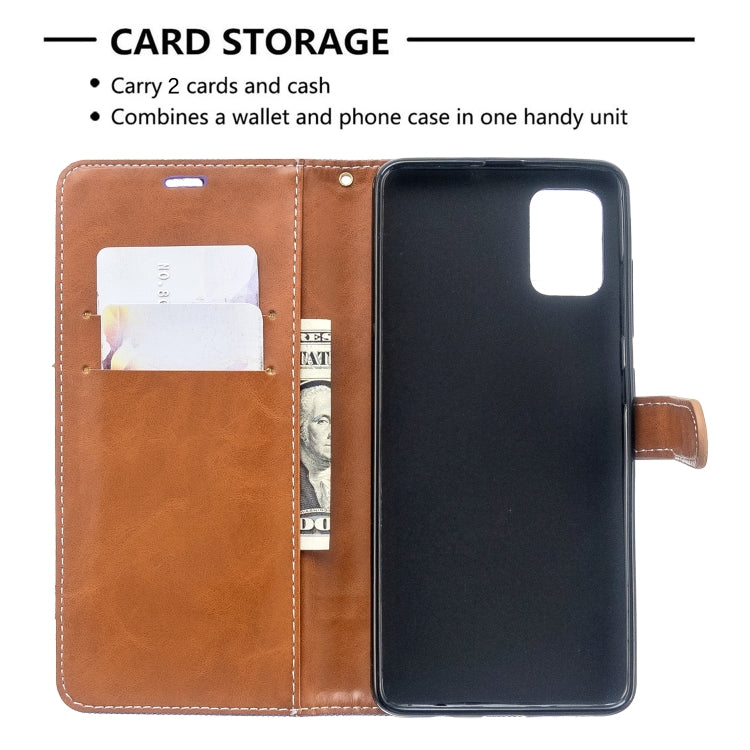 For Galaxy A51 Color Matching Denim Texture Horizontal Flip PU Leather Case with Holder & Card Slots & Wallet & Lanyard
