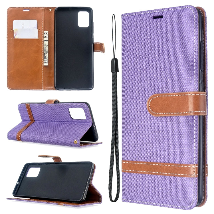 For Galaxy A51 Color Matching Denim Texture Horizontal Flip PU Leather Case with Holder & Card Slots & Wallet & Lanyard