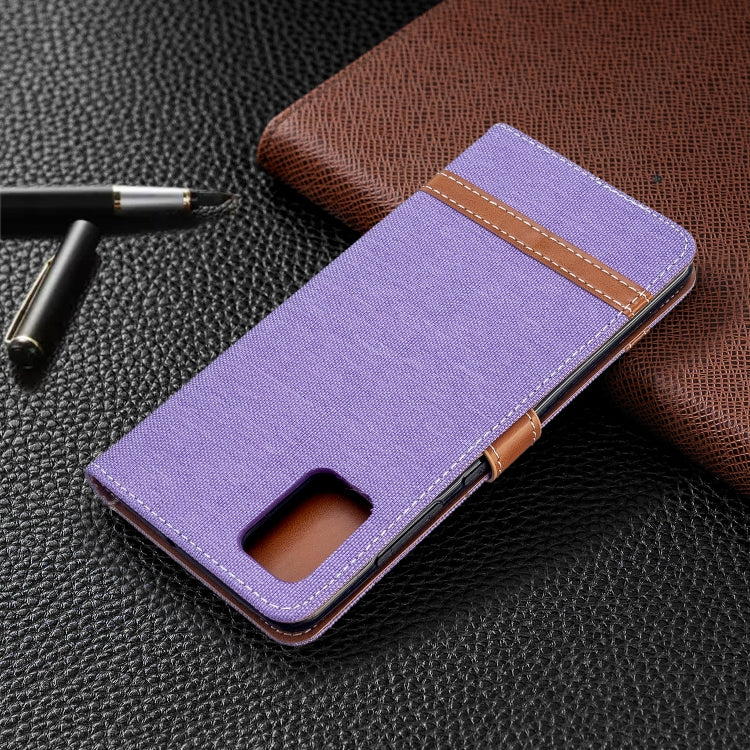 For Galaxy A51 Color Matching Denim Texture Horizontal Flip PU Leather Case with Holder & Card Slots & Wallet & Lanyard