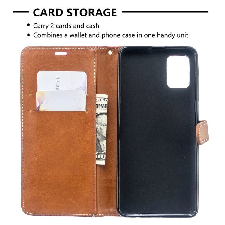 For Galaxy A51 Color Matching Denim Texture Horizontal Flip PU Leather Case with Holder & Card Slots & Wallet & Lanyard