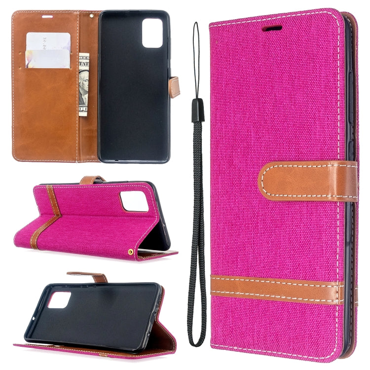 For Galaxy A51 Color Matching Denim Texture Horizontal Flip PU Leather Case with Holder & Card Slots & Wallet & Lanyard
