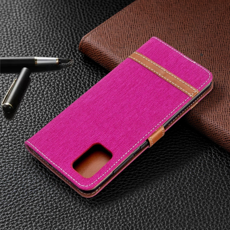 For Galaxy A51 Color Matching Denim Texture Horizontal Flip PU Leather Case with Holder & Card Slots & Wallet & Lanyard