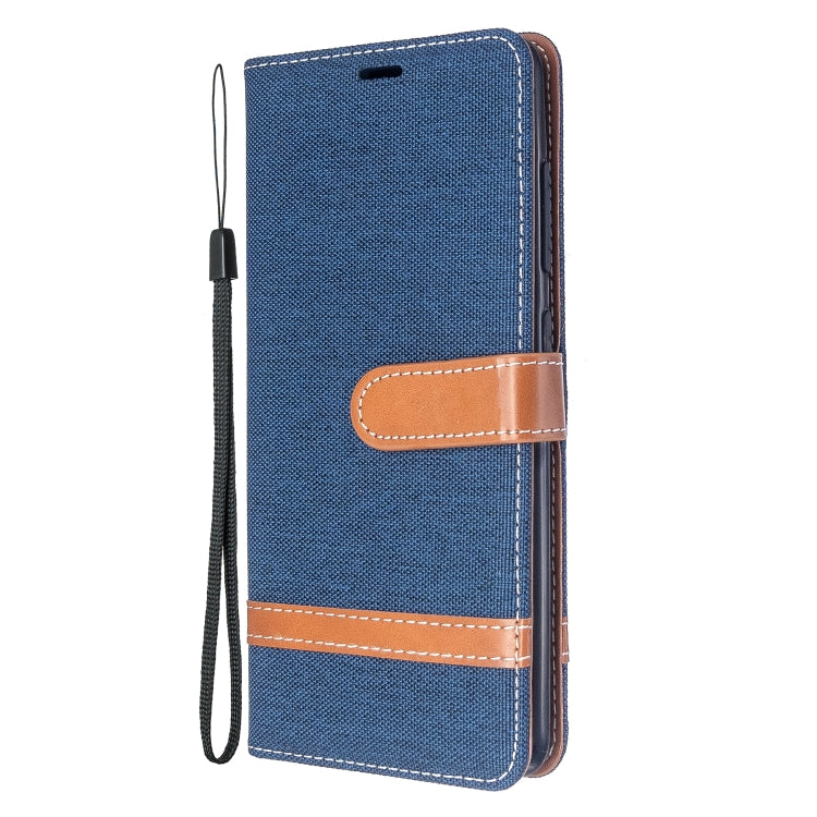 For Galaxy A51 Color Matching Denim Texture Horizontal Flip PU Leather Case with Holder & Card Slots & Wallet & Lanyard