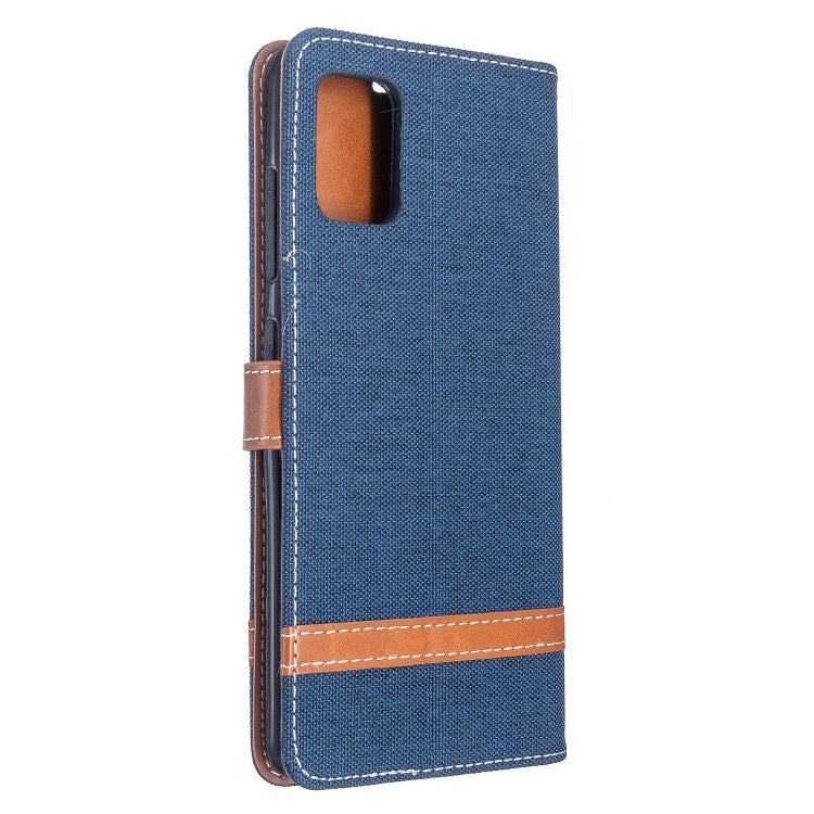 For Galaxy A51 Color Matching Denim Texture Horizontal Flip PU Leather Case with Holder & Card Slots & Wallet & Lanyard