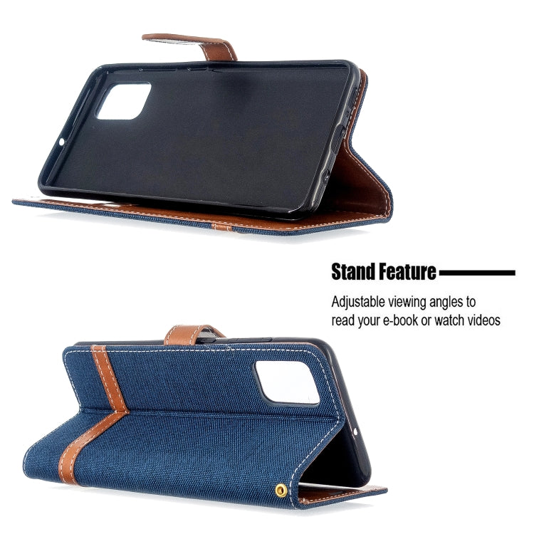 For Galaxy A51 Color Matching Denim Texture Horizontal Flip PU Leather Case with Holder & Card Slots & Wallet & Lanyard