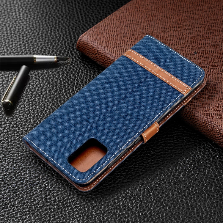 For Galaxy A51 Color Matching Denim Texture Horizontal Flip PU Leather Case with Holder & Card Slots & Wallet & Lanyard