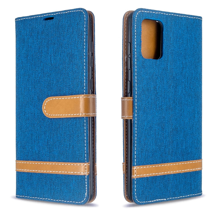 For Galaxy A71 Color Matching Denim Texture Horizontal Flip PU Leather Case with Holder & Card Slots & Wallet & Lanyard
