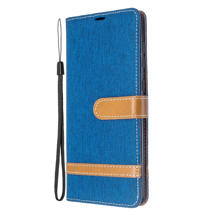 For Galaxy A71 Color Matching Denim Texture Horizontal Flip PU Leather Case with Holder & Card Slots & Wallet & Lanyard