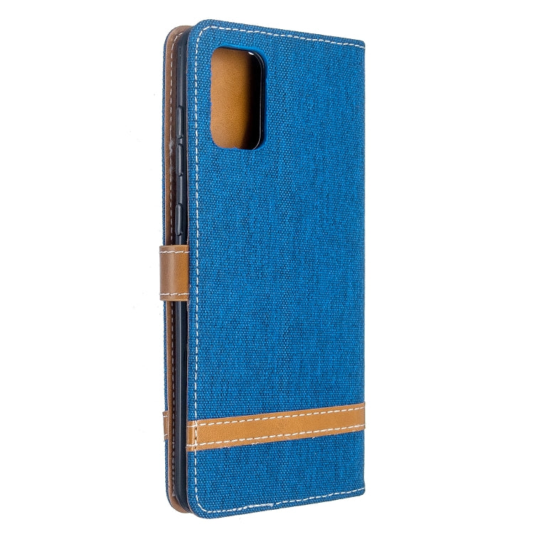 For Galaxy A71 Color Matching Denim Texture Horizontal Flip PU Leather Case with Holder & Card Slots & Wallet & Lanyard