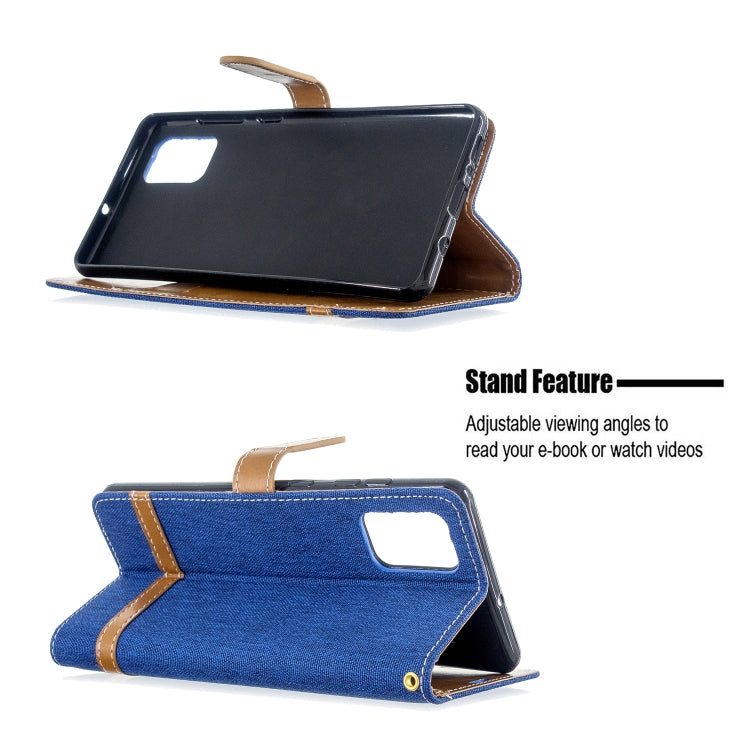 For Galaxy A71 Color Matching Denim Texture Horizontal Flip PU Leather Case with Holder & Card Slots & Wallet & Lanyard