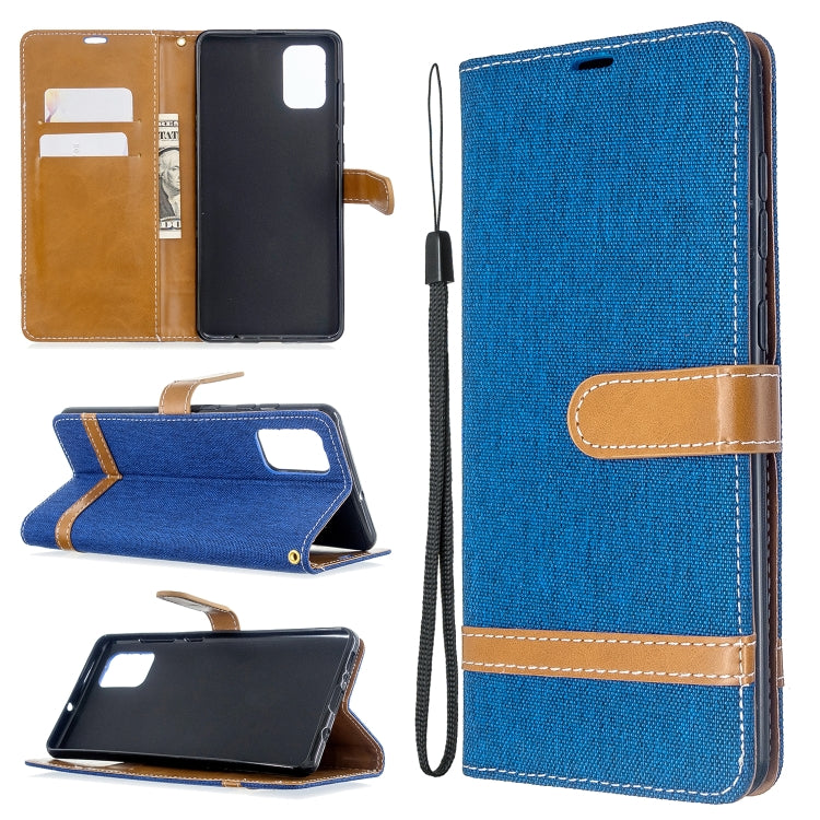For Galaxy A71 Color Matching Denim Texture Horizontal Flip PU Leather Case with Holder & Card Slots & Wallet & Lanyard
