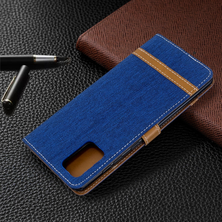 For Galaxy A71 Color Matching Denim Texture Horizontal Flip PU Leather Case with Holder & Card Slots & Wallet & Lanyard