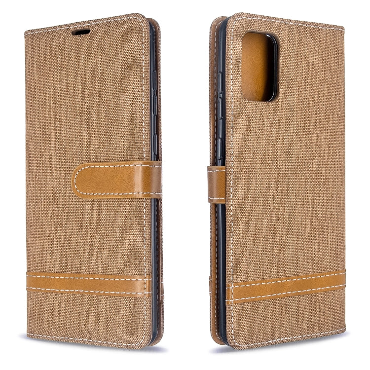 For Galaxy A71 Color Matching Denim Texture Horizontal Flip PU Leather Case with Holder & Card Slots & Wallet & Lanyard