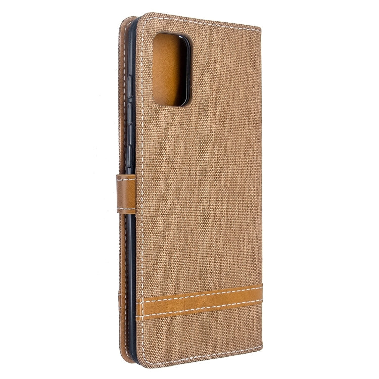 For Galaxy A71 Color Matching Denim Texture Horizontal Flip PU Leather Case with Holder & Card Slots & Wallet & Lanyard