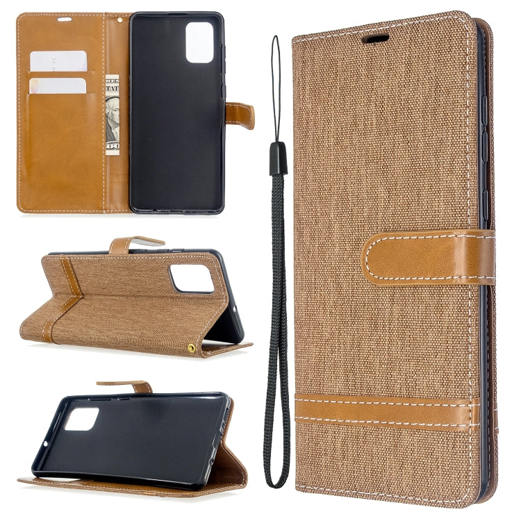 For Galaxy A71 Color Matching Denim Texture Horizontal Flip PU Leather Case with Holder & Card Slots & Wallet & Lanyard
