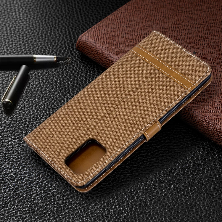 For Galaxy A71 Color Matching Denim Texture Horizontal Flip PU Leather Case with Holder & Card Slots & Wallet & Lanyard