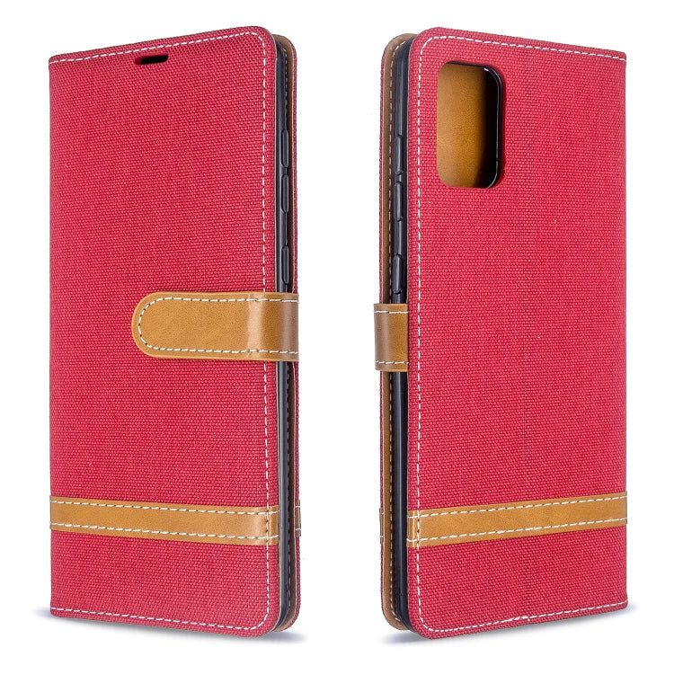 For Galaxy A71 Color Matching Denim Texture Horizontal Flip PU Leather Case with Holder & Card Slots & Wallet & Lanyard