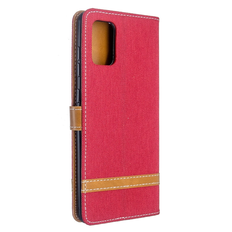 For Galaxy A71 Color Matching Denim Texture Horizontal Flip PU Leather Case with Holder & Card Slots & Wallet & Lanyard