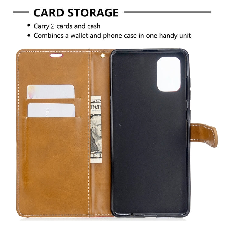 For Galaxy A71 Color Matching Denim Texture Horizontal Flip PU Leather Case with Holder & Card Slots & Wallet & Lanyard