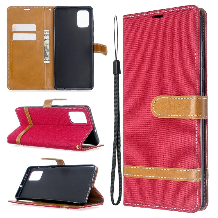 For Galaxy A71 Color Matching Denim Texture Horizontal Flip PU Leather Case with Holder & Card Slots & Wallet & Lanyard