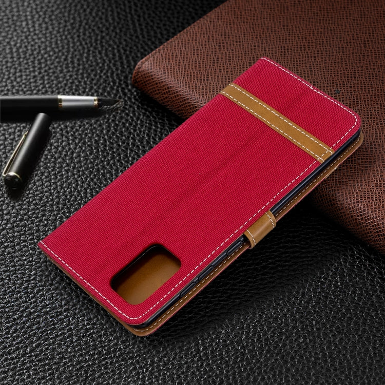 For Galaxy A71 Color Matching Denim Texture Horizontal Flip PU Leather Case with Holder & Card Slots & Wallet & Lanyard