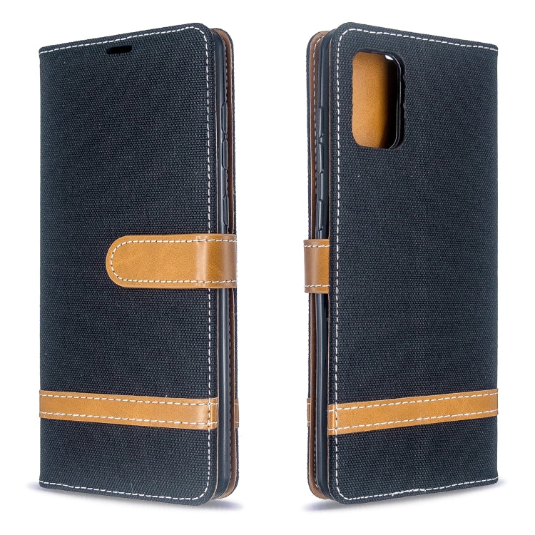 For Galaxy A71 Color Matching Denim Texture Horizontal Flip PU Leather Case with Holder & Card Slots & Wallet & Lanyard