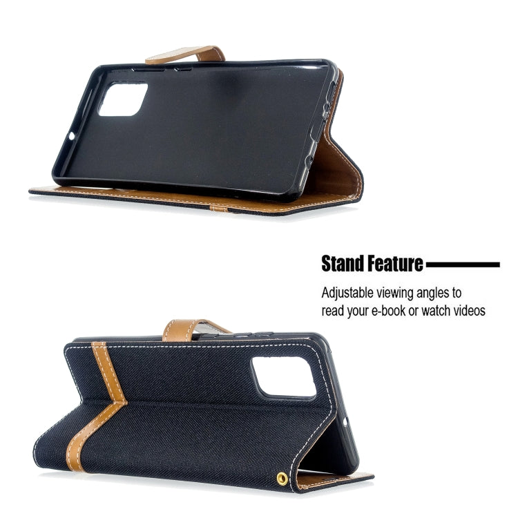 For Galaxy A71 Color Matching Denim Texture Horizontal Flip PU Leather Case with Holder & Card Slots & Wallet & Lanyard